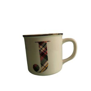 Pottery Barn - Stewart Plaid - Alphabet Stoneware Mug - Letter J